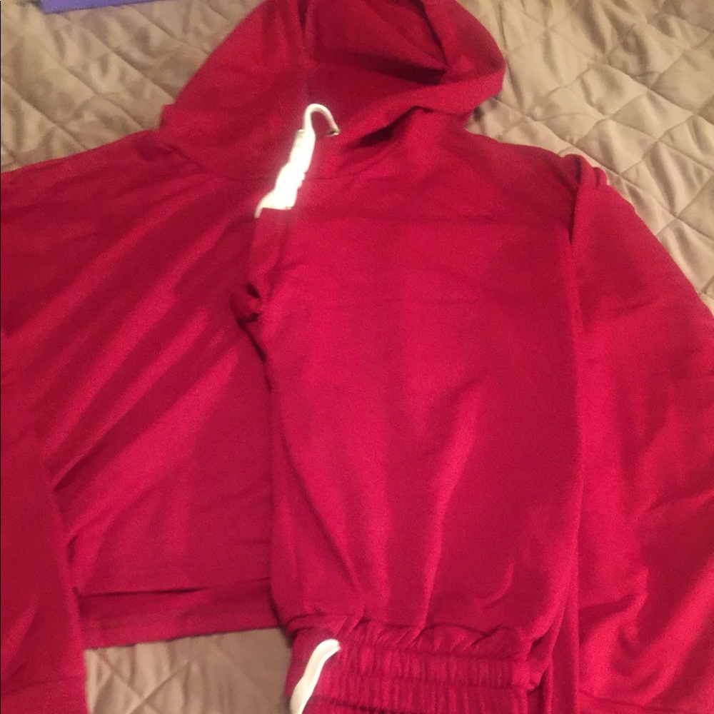 Two Piece Red Sweatsuit